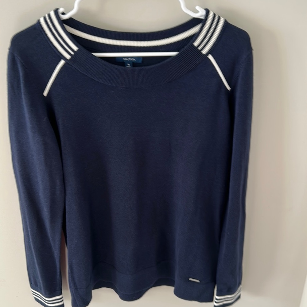Nautica, navy and cream sweater